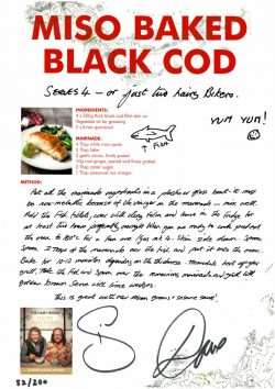 Miso Baked Black Cod (Recipe Card A4) - Signed by the Hairy Bikers